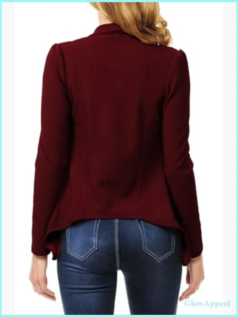 Long Sleeve Draped Open Front Lightweight Blazer Regular Fit S-3XL